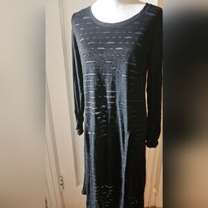 Patrizia Lucca Post Apocalyptic Black Long Sleeve Top With Slits Size Large